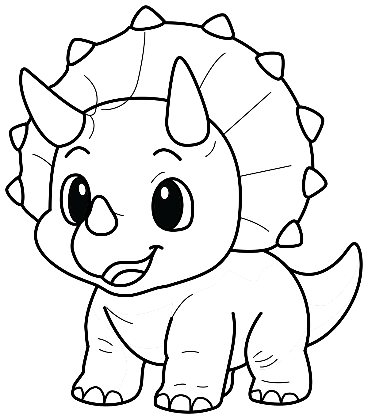 Cute Little Triceratops with a Happy Smile 🦖🌟🦕 Coloring Page