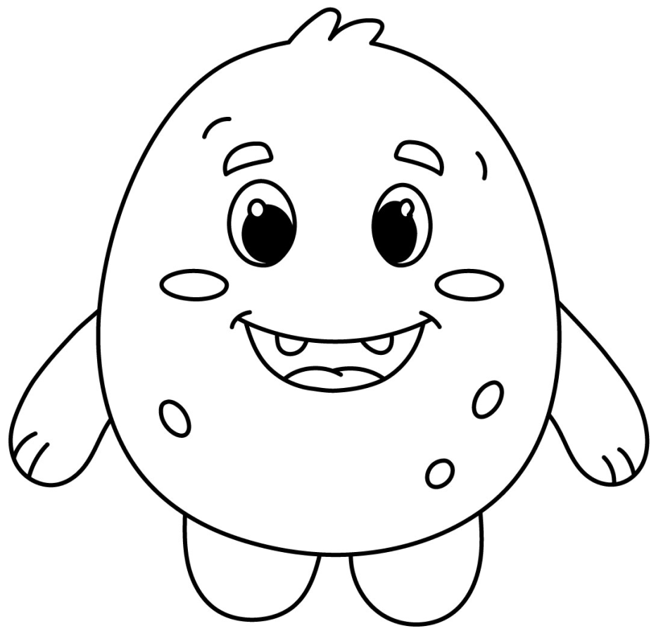 Cute Monster with a Friendly Smile and Big Eyes 👹💖😊 Coloring Page