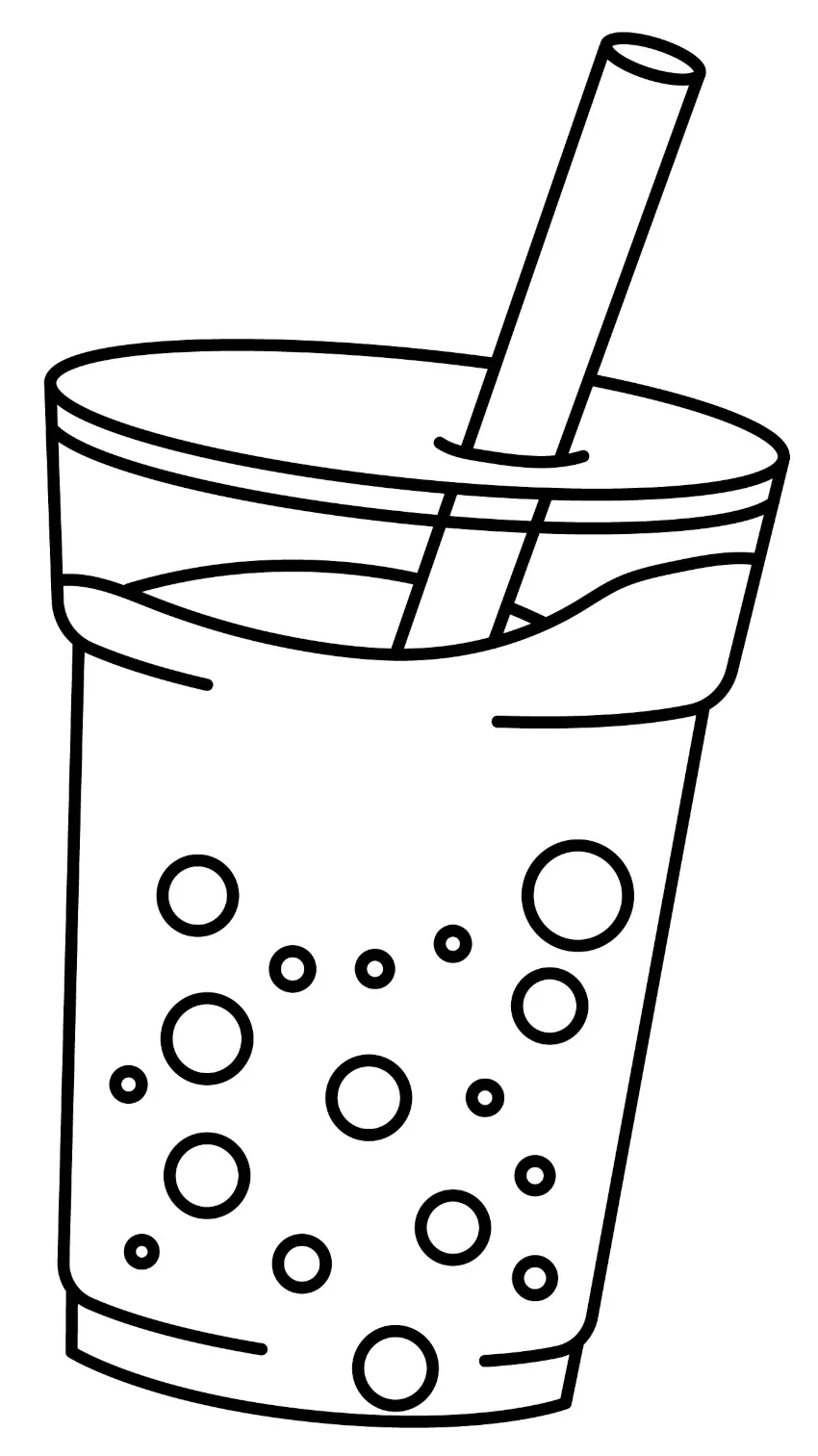 Cute Bubble Tea with Boba Pearls 🍹🌞✨🎈 Coloring Page