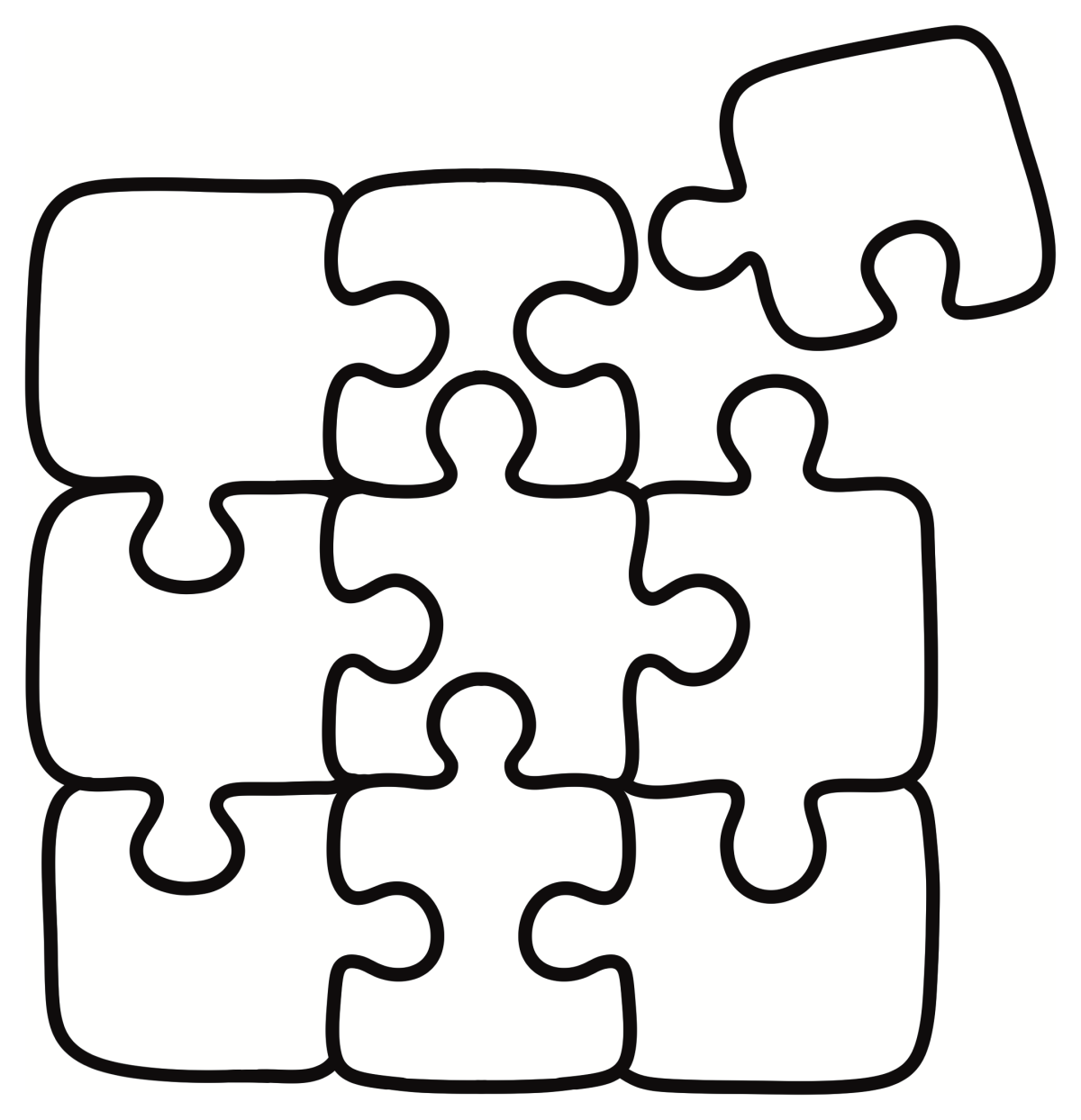 Cute Puzzle 3x3 9 Pieces 🧩🎨😊 Coloring Page
