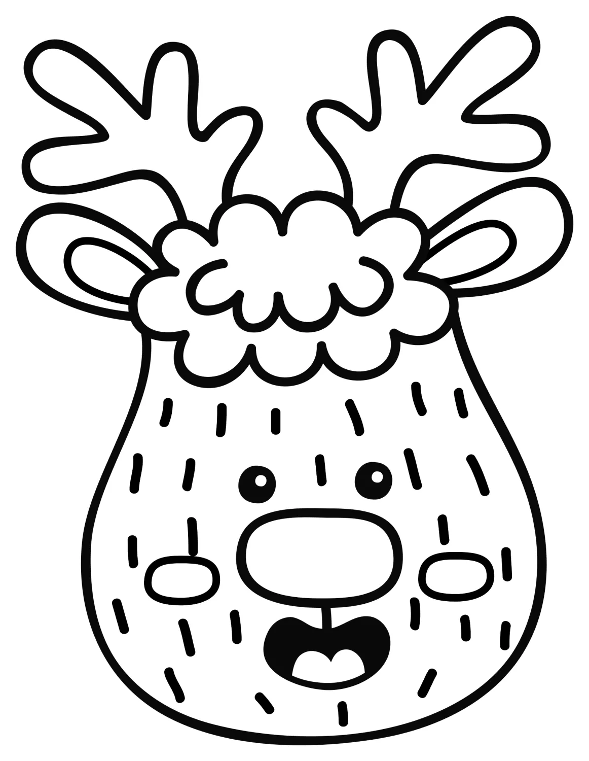 Cute Reindeer Head 🦌✨🎄 Coloring Page
