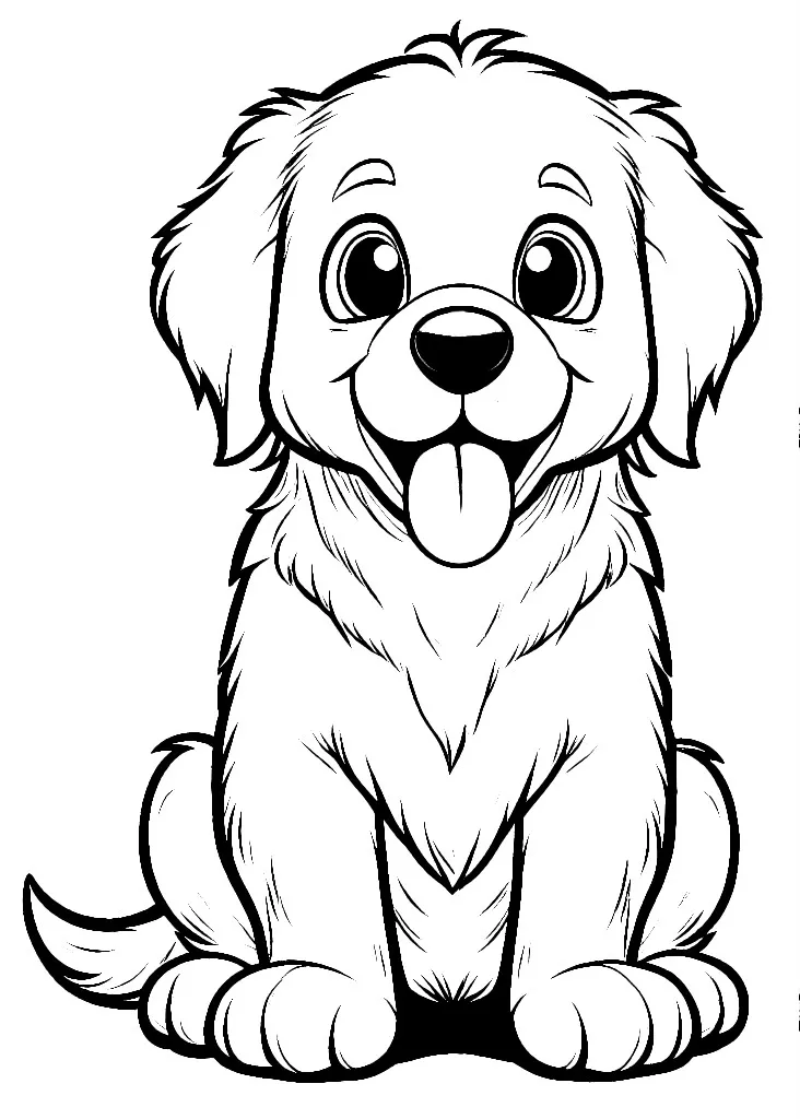 Cute Retriever Puppy 🐕❤️ Coloring Page