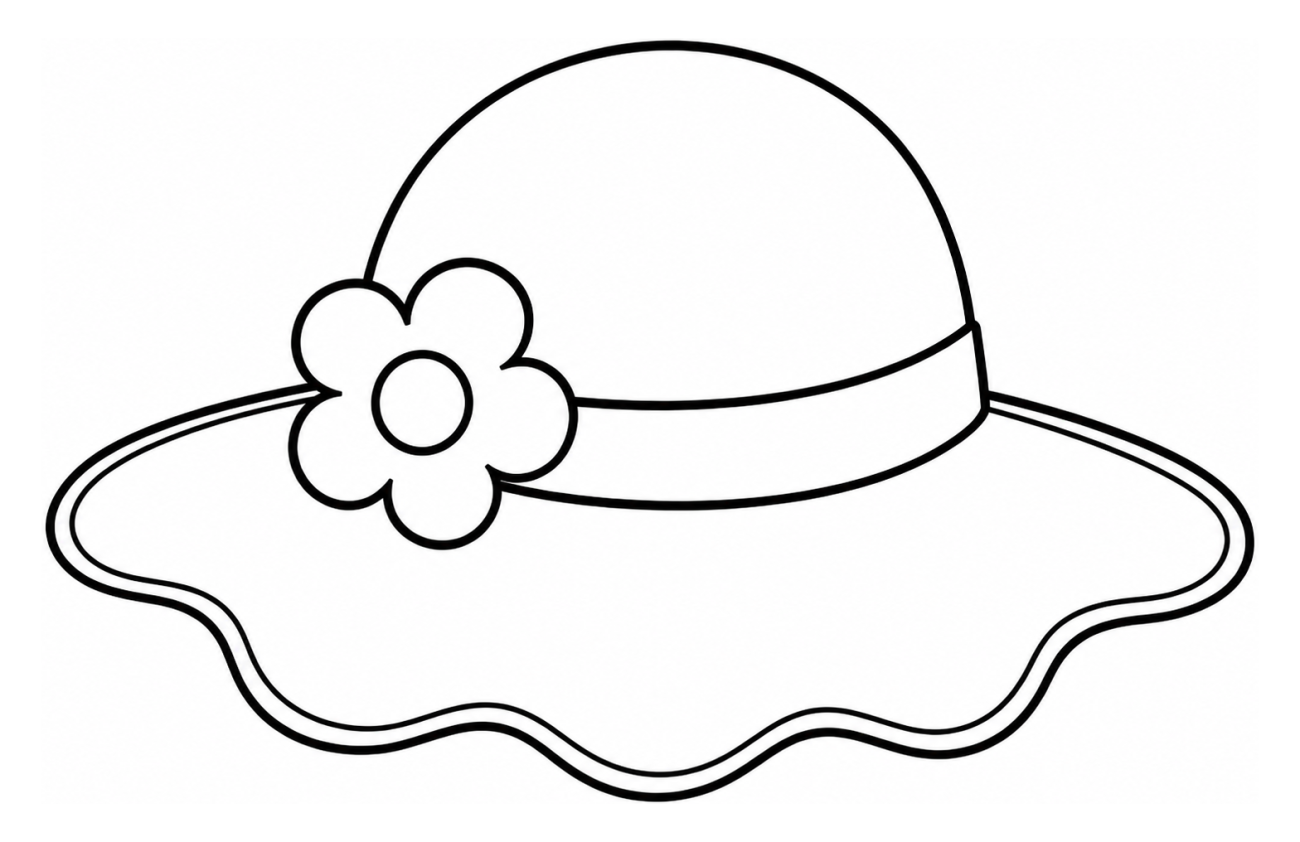 Cute Summer Sun Hat with Flower 🌸☀️👒 Coloring Page