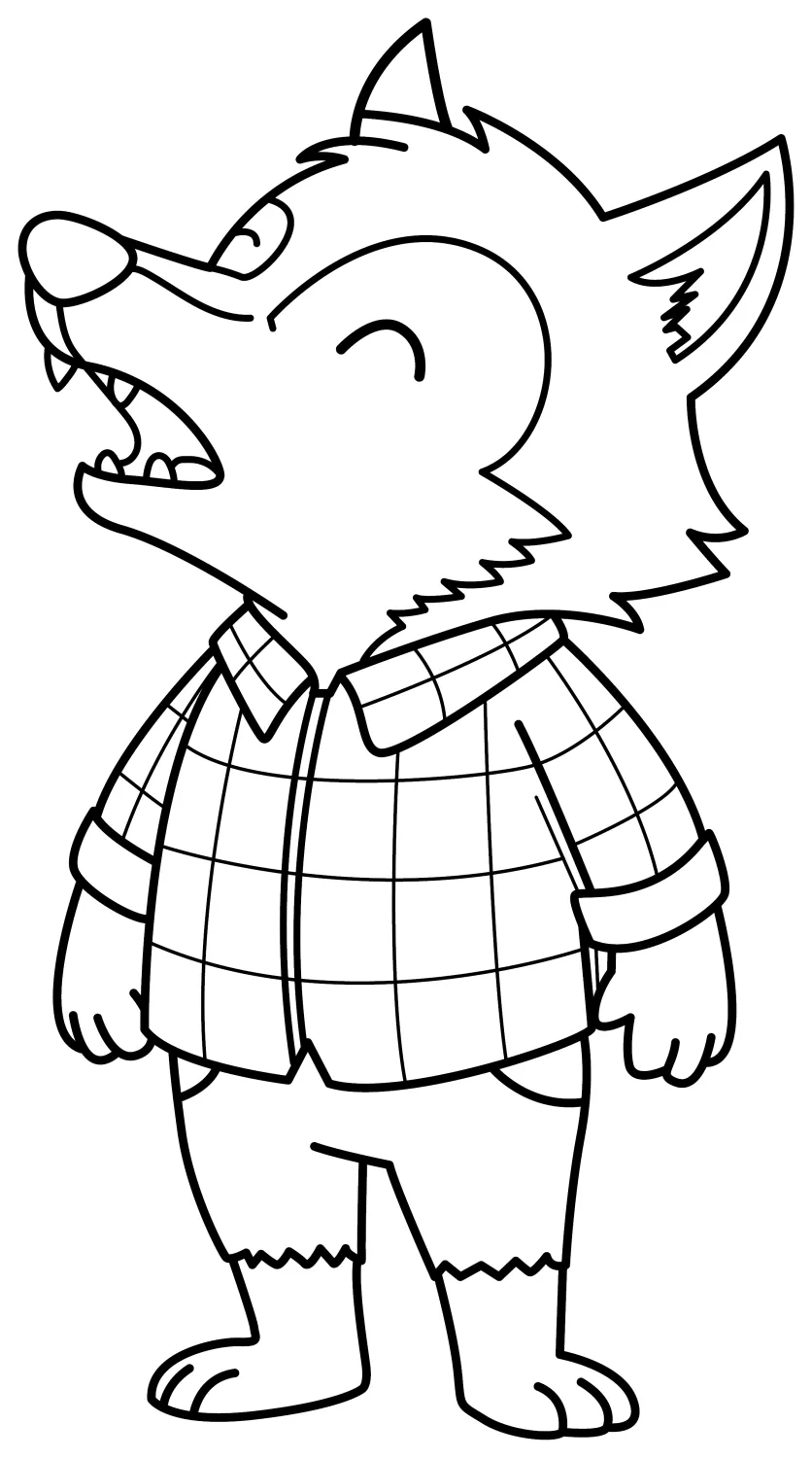 Adorable Werewolf Howling at the Moon on Halloween Night 🐺🌕🎃 Coloring Page