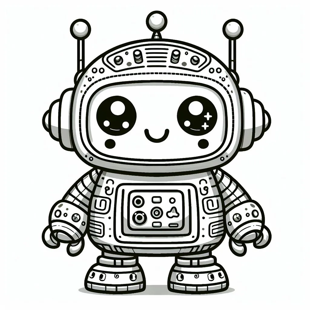 Cute Robot 🤖 Coloring Page
