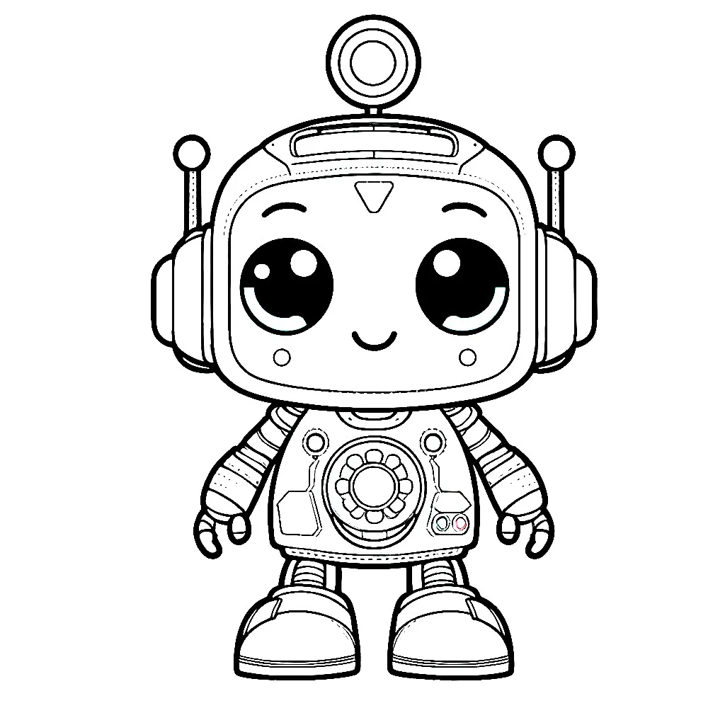 Cute Robot 🤖 Coloring Page