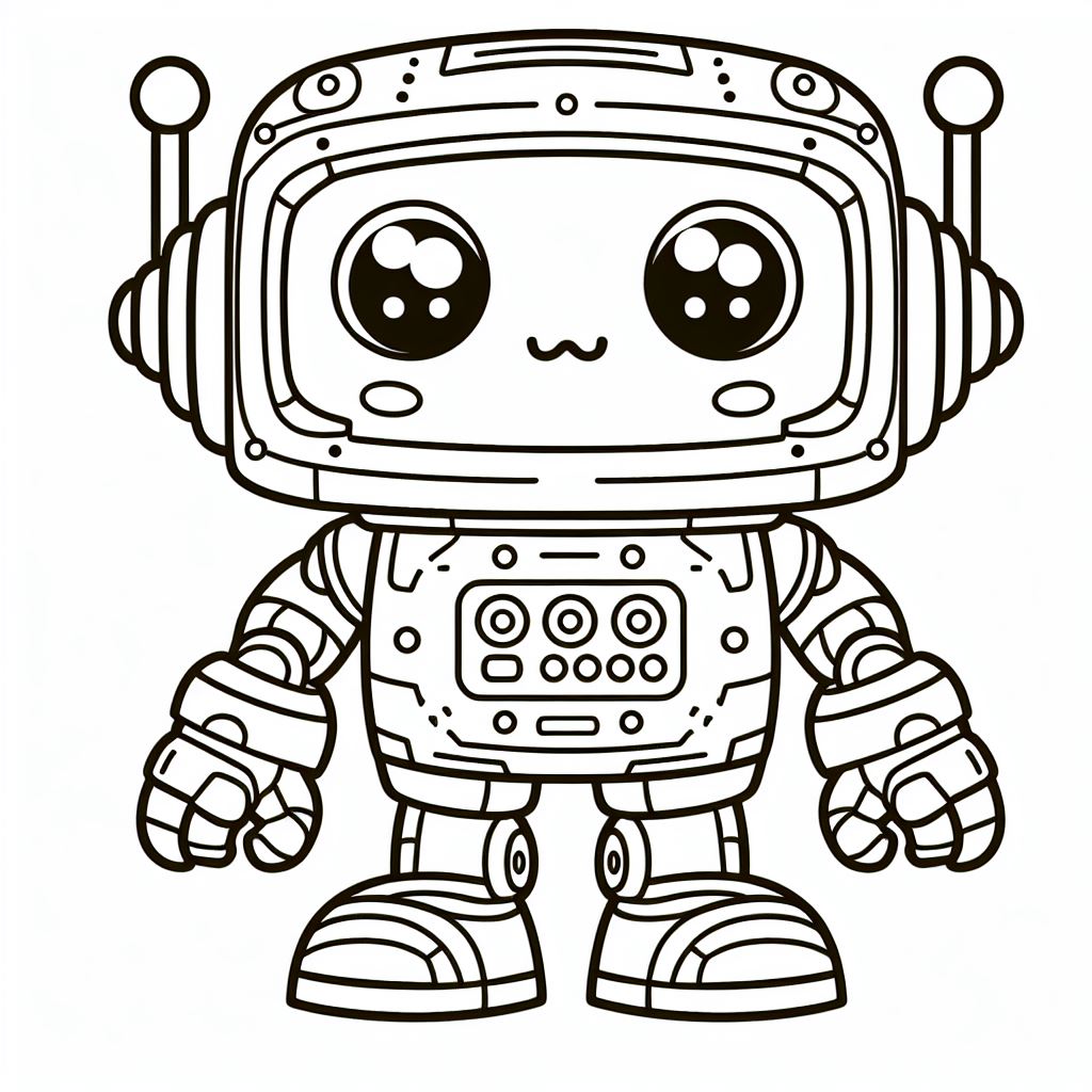 Cute Robot 🤖 Coloring Page