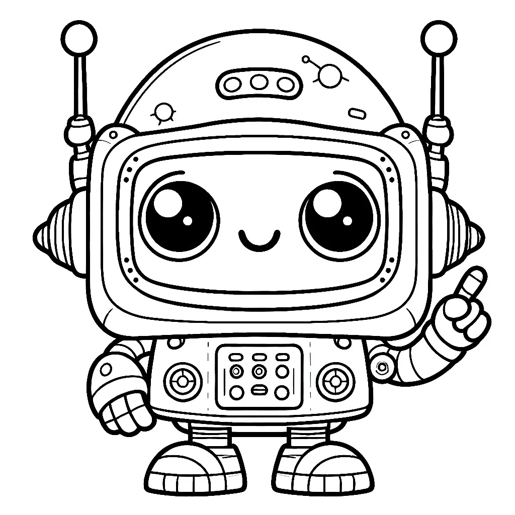 Cute Robot 🤖 Coloring Page