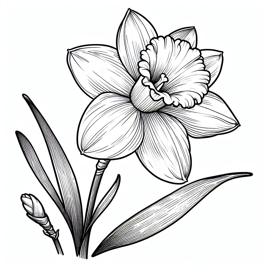 Daffodil Flower 🌼 Coloring Page