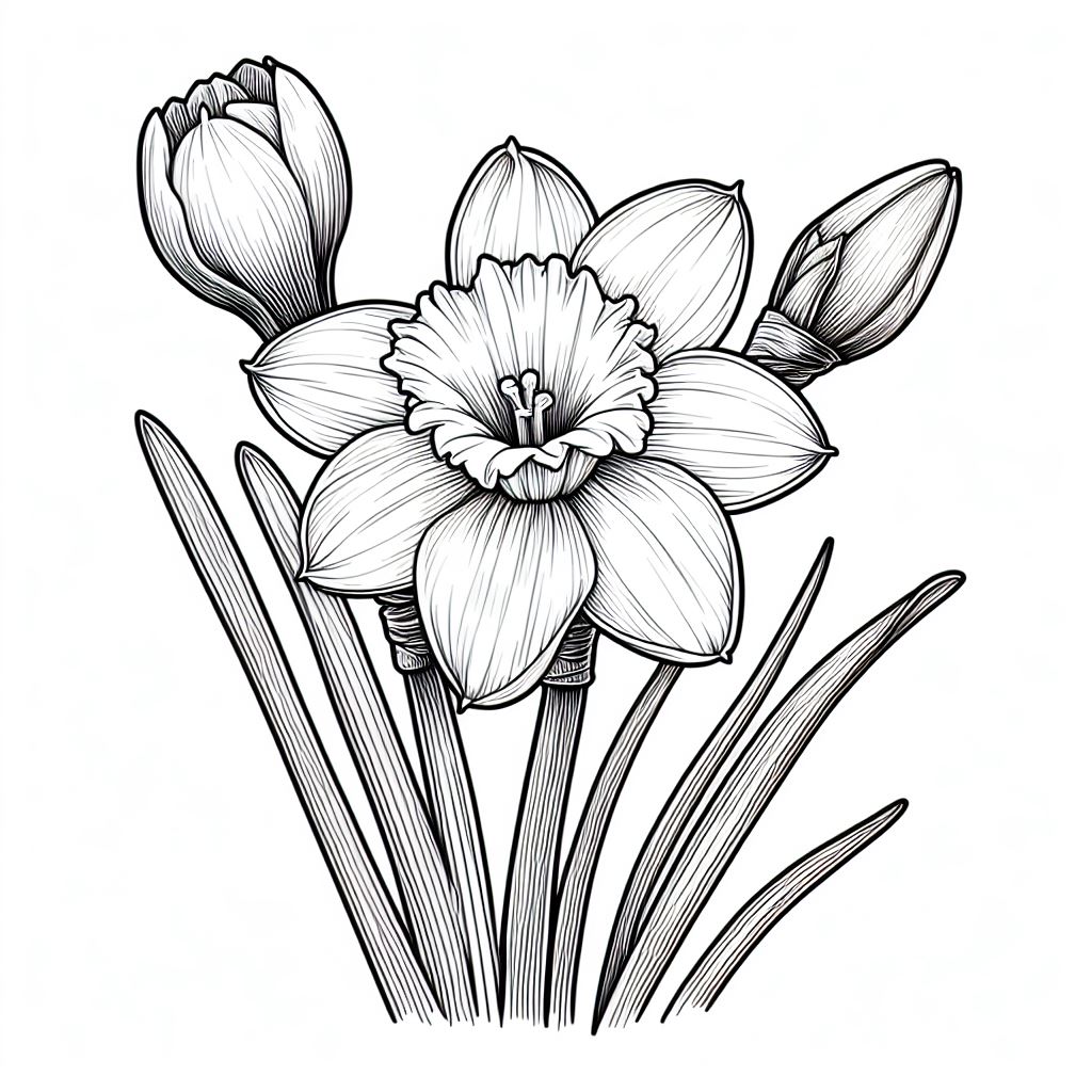 Daffodil Flower 🌼 Coloring Page