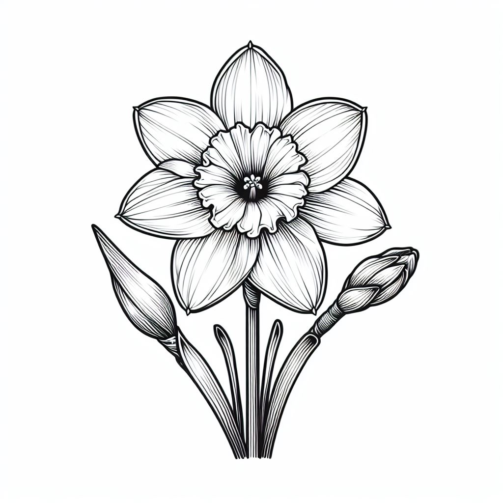 Daffodil Flower 🌼 Coloring Page