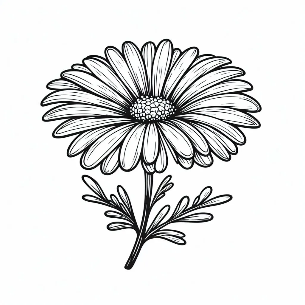 Daisy Flower 🌼🍃 Coloring Page