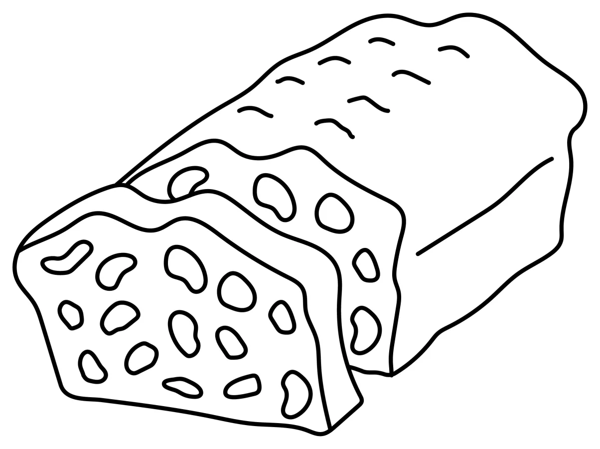 Delicious Christmas Fruit Bread Loaf Slice 🎄🍞😋 Coloring Page