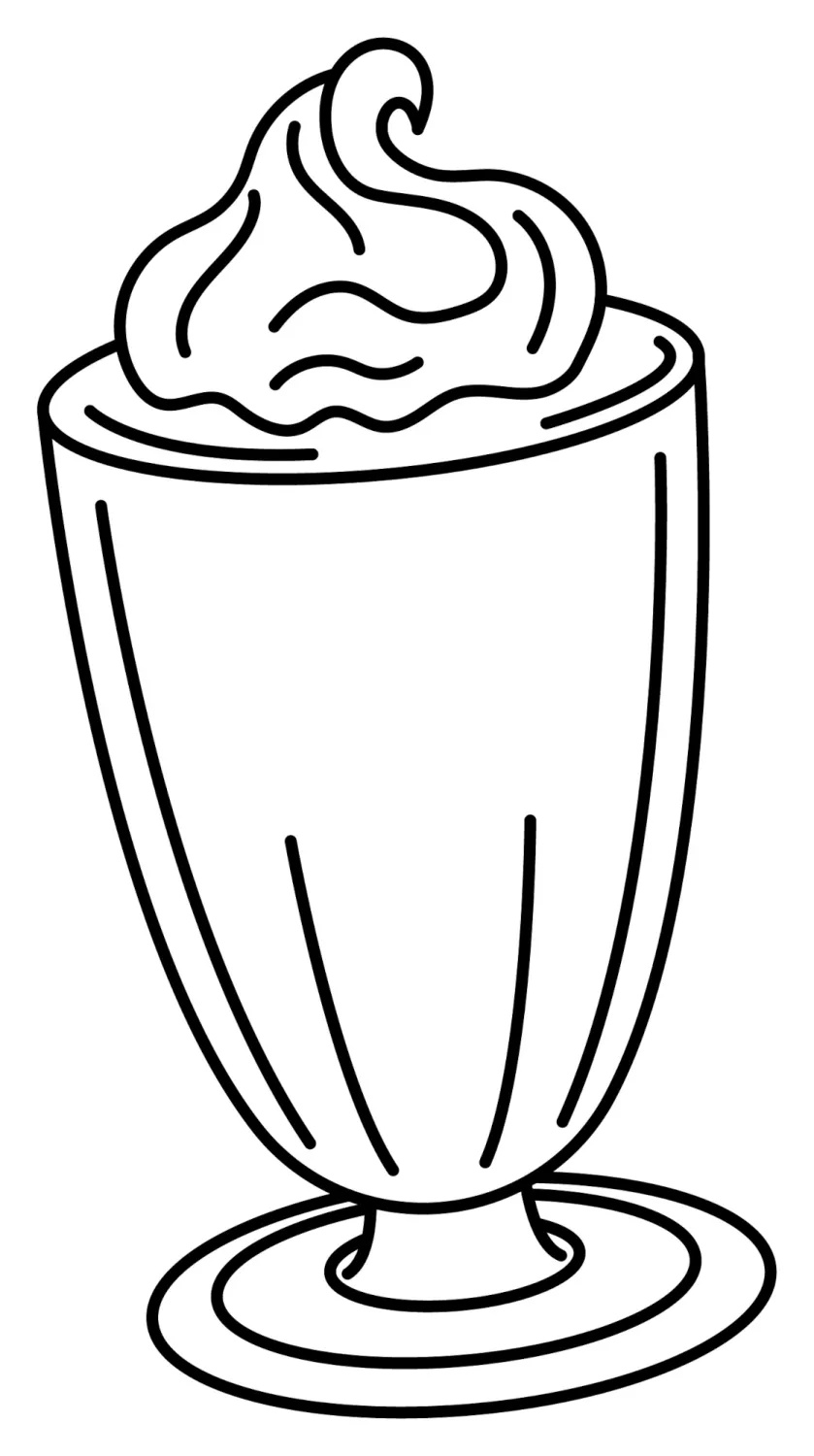 Delicious Milkshake with Whipped Cream 🍓🥤🍦 Coloring Page