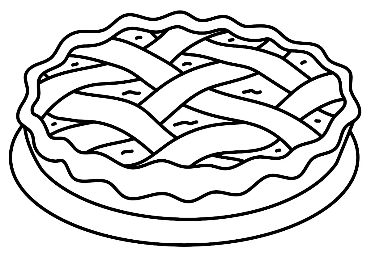 Delicious Pie with Crispy Crust and Lattice Topping on a Plate 🥧🍽️✨😋🍴 Coloring Page