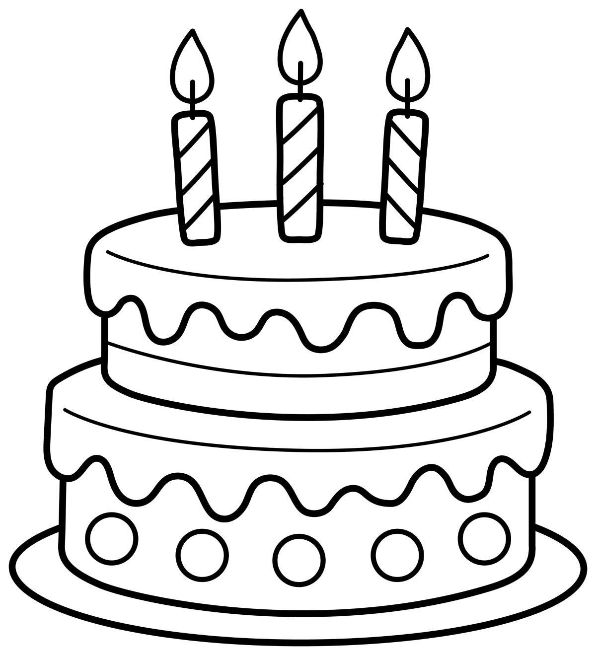 Delicious Two-Tier Birthday Cake 🎂🎉🍰 Coloring Page