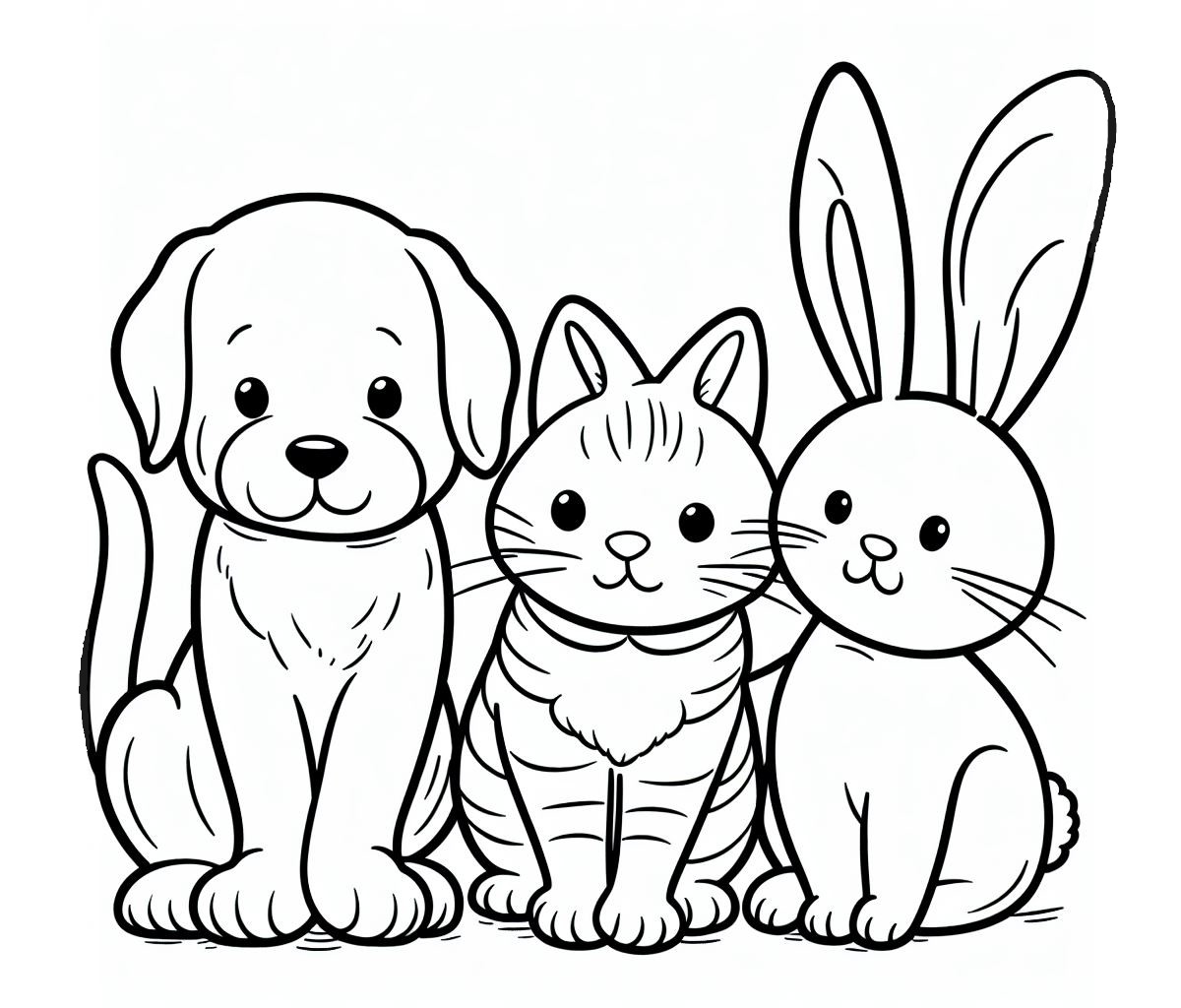 Dog Cat Coloring Pages Cartoon Friends Cats Dogs Love Cute Colouring 