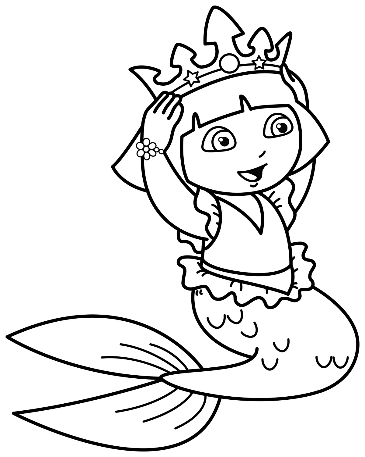 Dora the Explorer as a Mermaid 🧜‍♀️✨🌟 Coloring Page