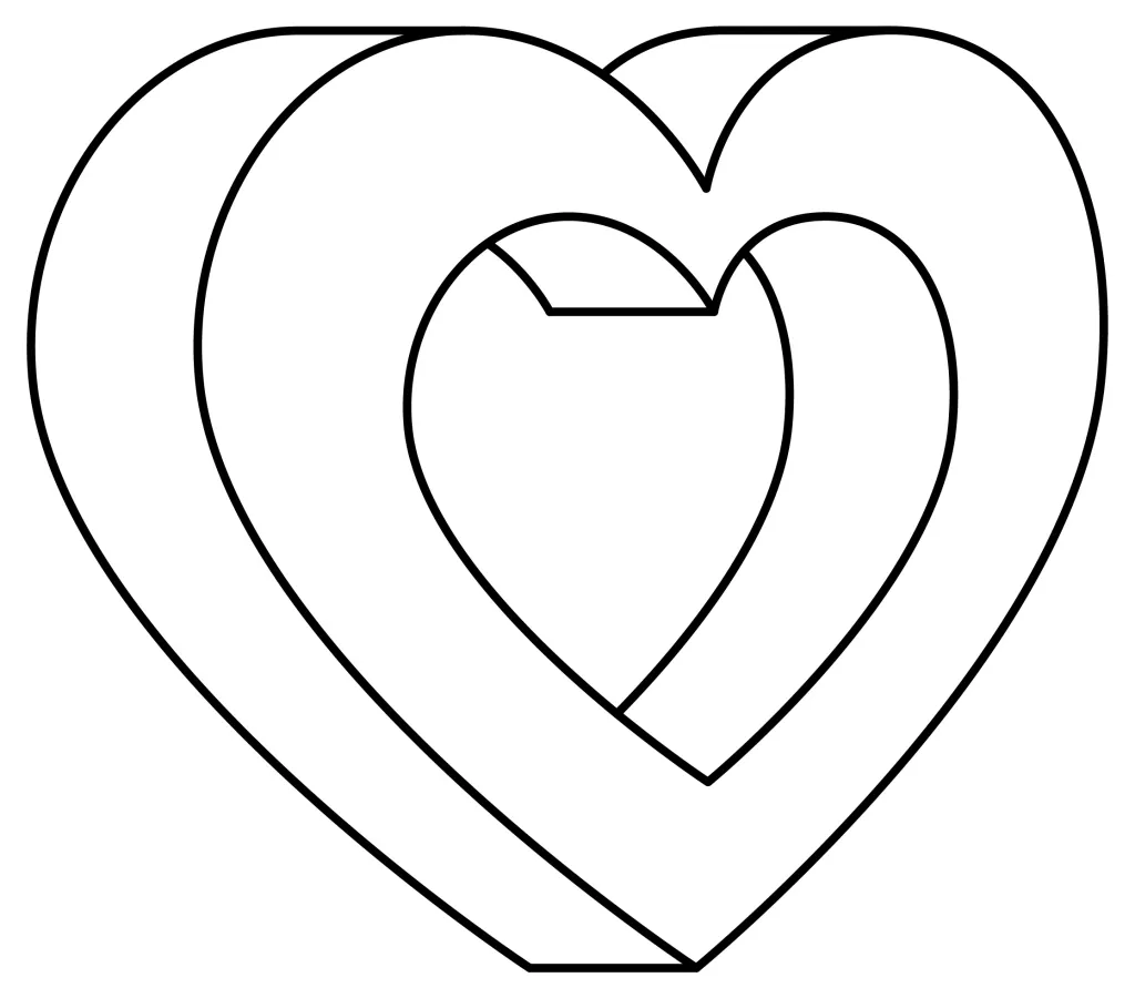Double Heart Shape with a Lovely Inside Heart ❤️💖💕 Coloring Page
