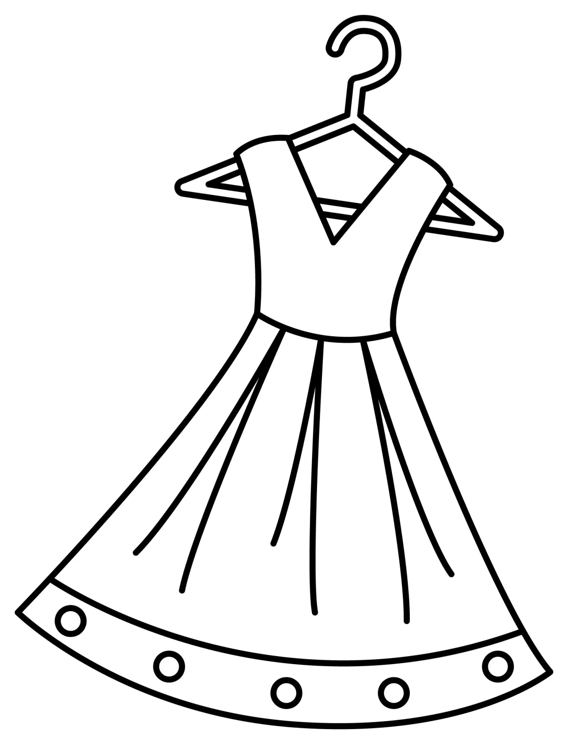 Dress Hanging on a Wooden Hanger 🎨👗✨ Coloring Page
