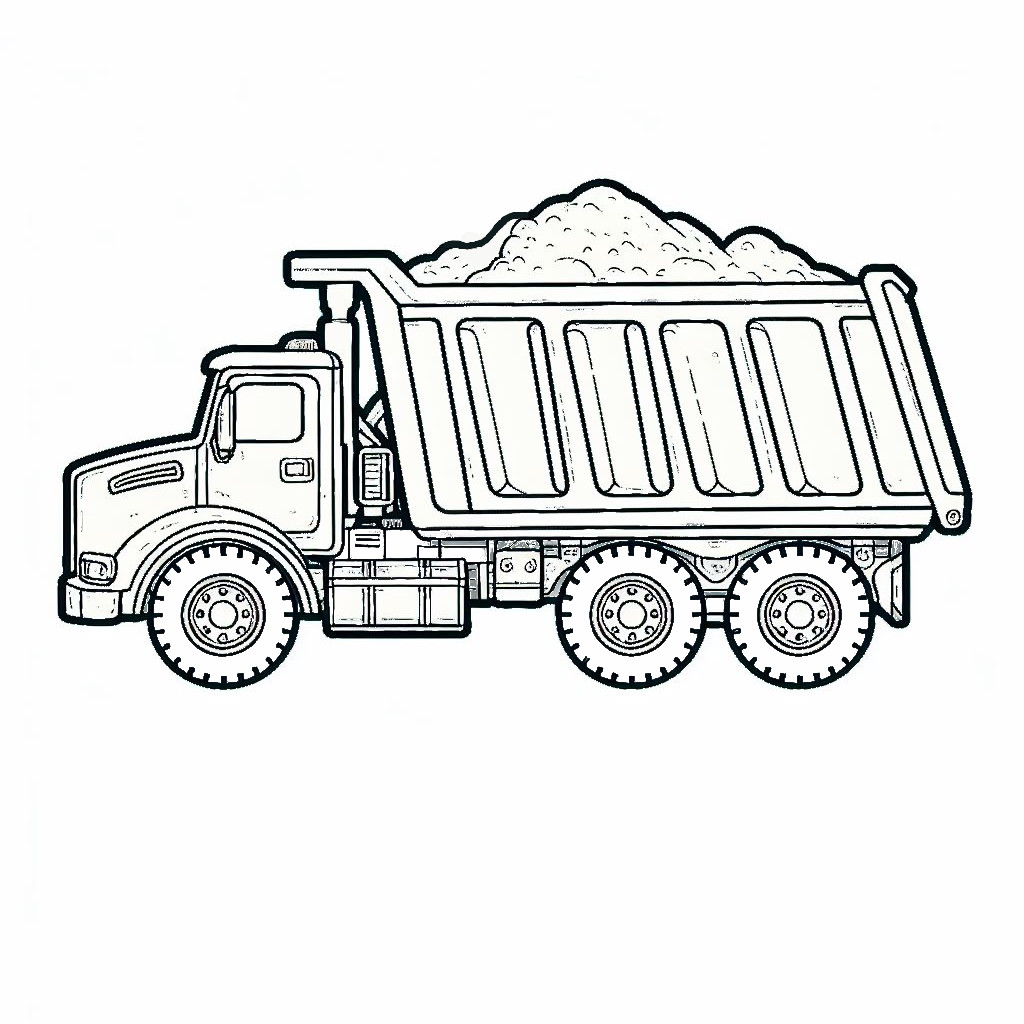 Dump Truck Carrying Sand 🚛🏞️ Coloring Page
