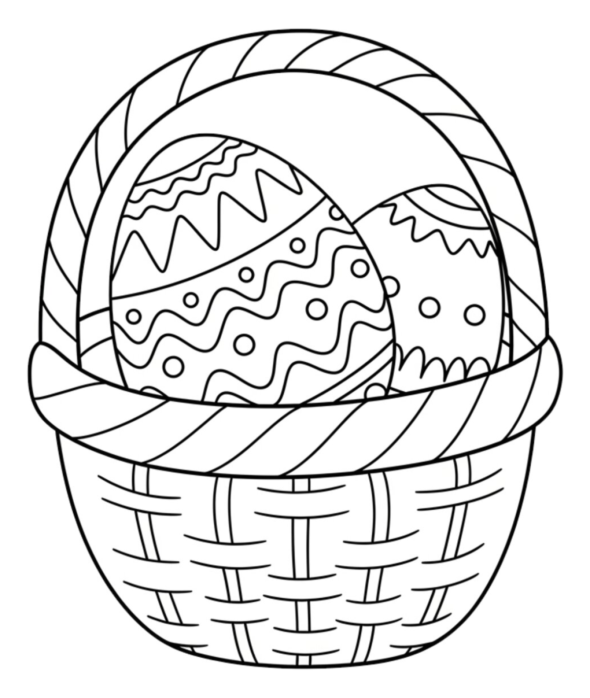 Easter Basket with Colorful Easter Eggs for Kids 🐰🥚🌷 Coloring Page
