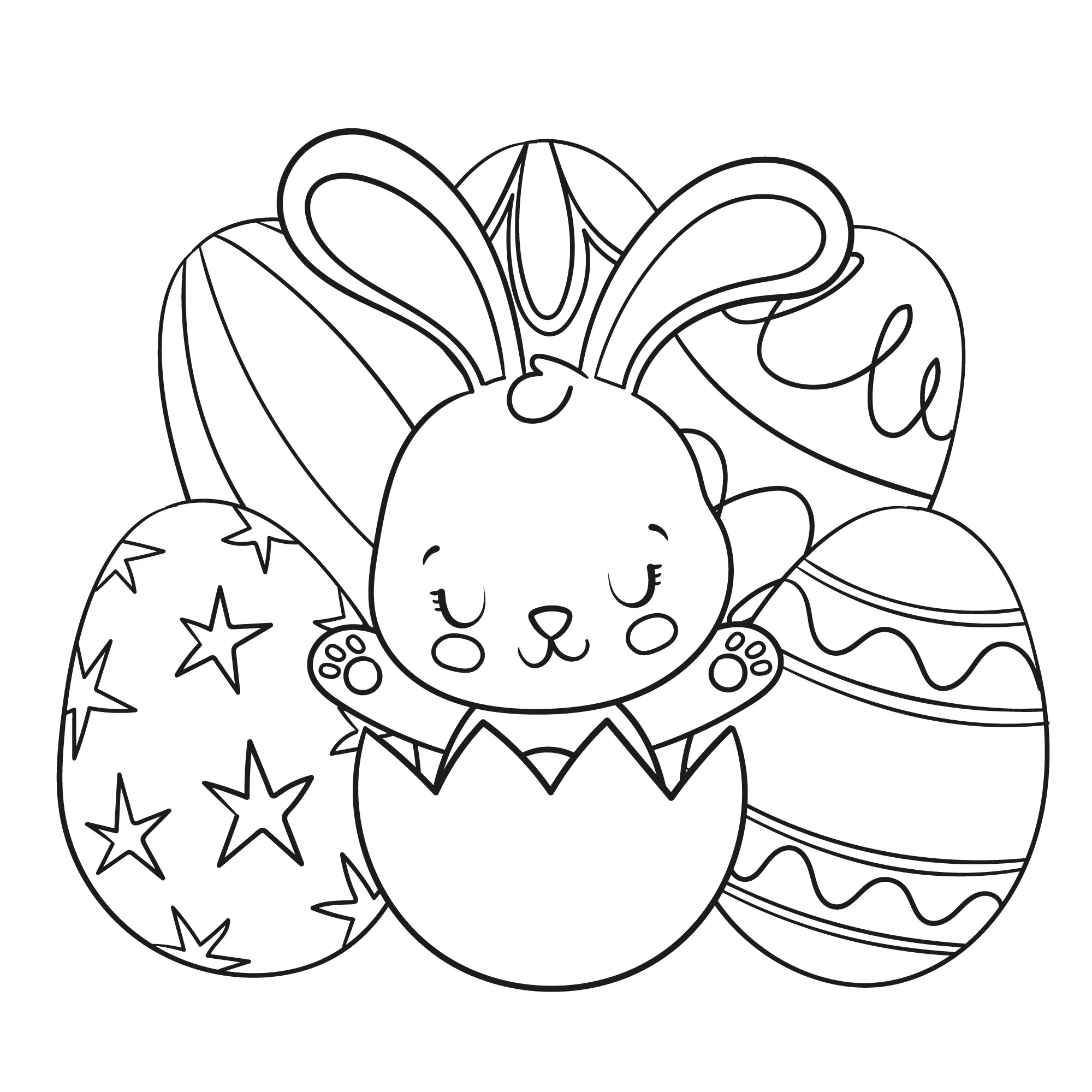 Easter Bunny with Easter Eggs 🐰🥚 Coloring Page