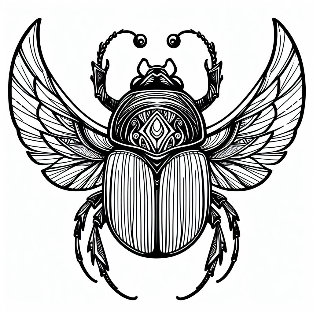 Ancient Egyptian Scarab Beetle 🐜 Coloring Page