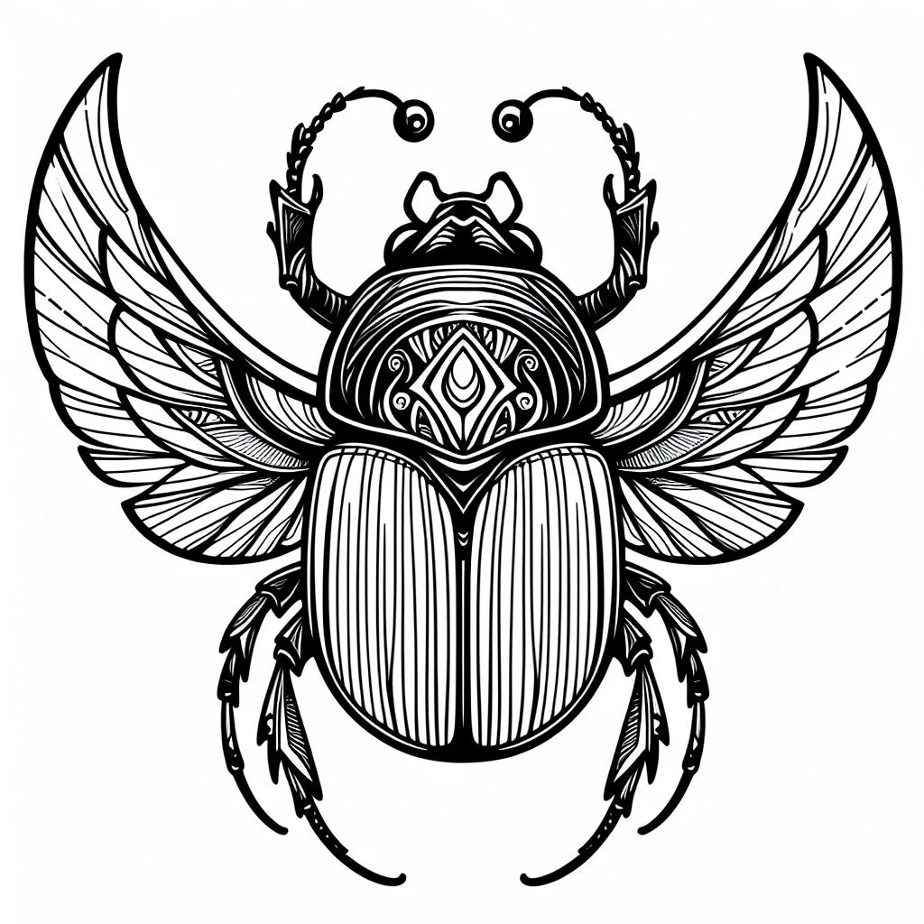 Ancient Egyptian Scarab Beetle 🐜 Coloring Page