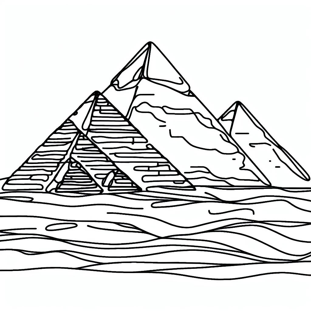 View of Pyramids of Giza in Egypt 🏜️🇪🇬 Coloring Page