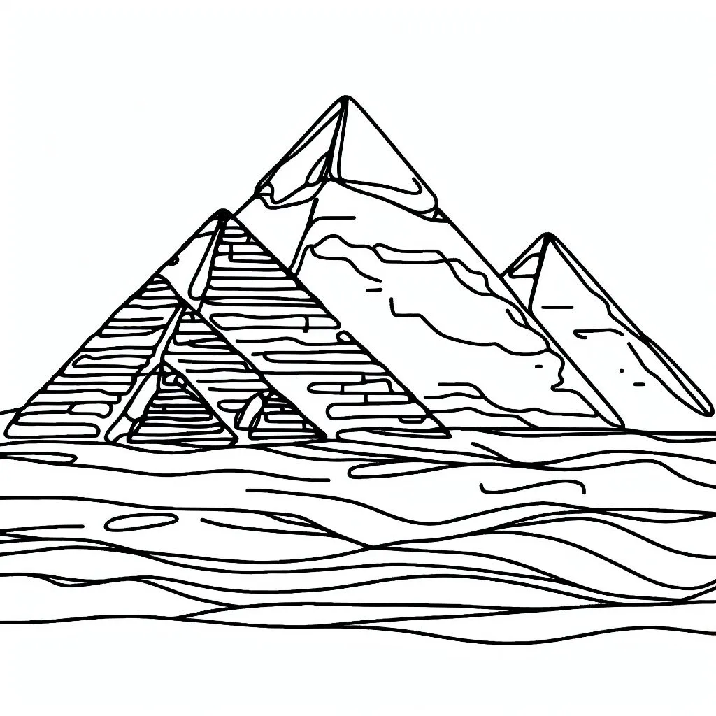 View of Pyramids of Giza in Egypt 🏜️🇪🇬 Coloring Page