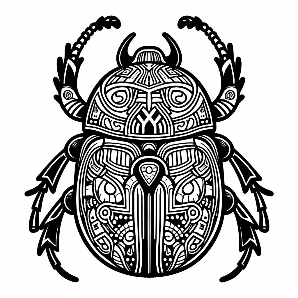 Ancient Egypt Scarab Beetle 🐜 Coloring Page