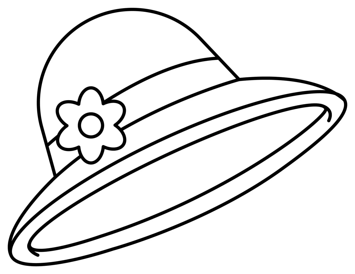 Fancy Straw Hat with Flower 🌸👒🌼 Coloring Page