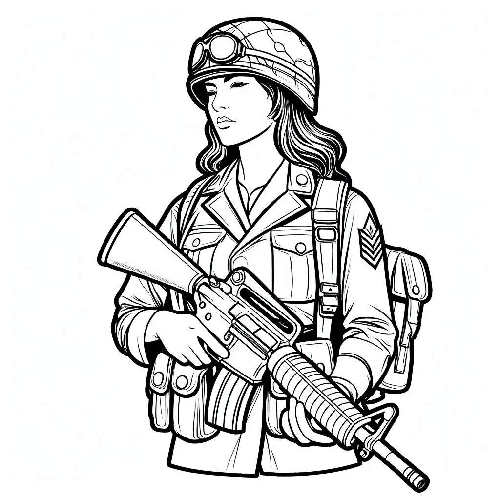 Soldier with Weapon Coloring Page