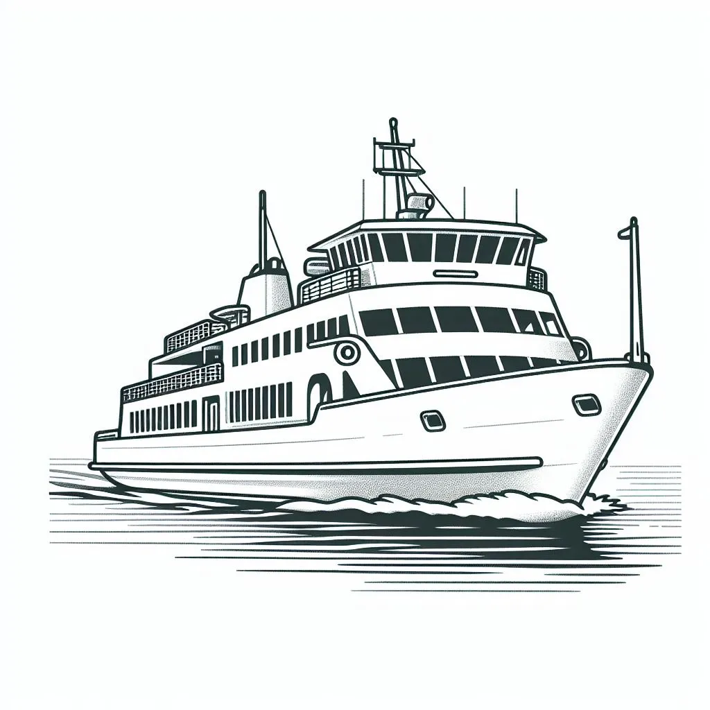 Ferry Boat ⛴️ Coloring Page