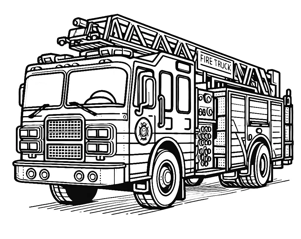 Fire Truck 🚒🔥🚨 Coloring Page