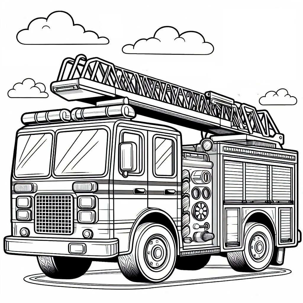 Fire Truck 🚒🔥 Coloring Page