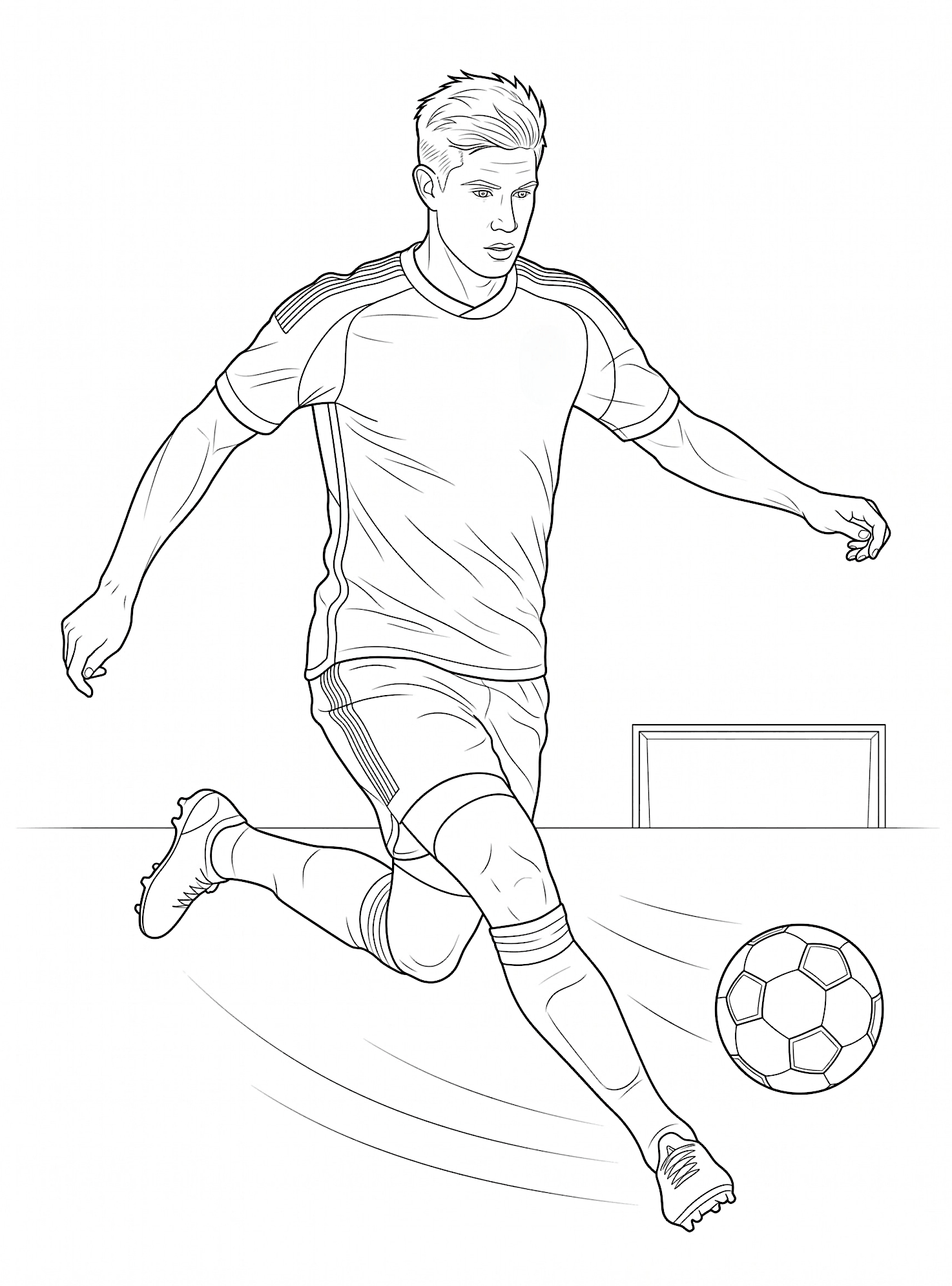 Football Player Kicking a Soccer Ball During World Cup ⚽🏆🌍 Coloring Page