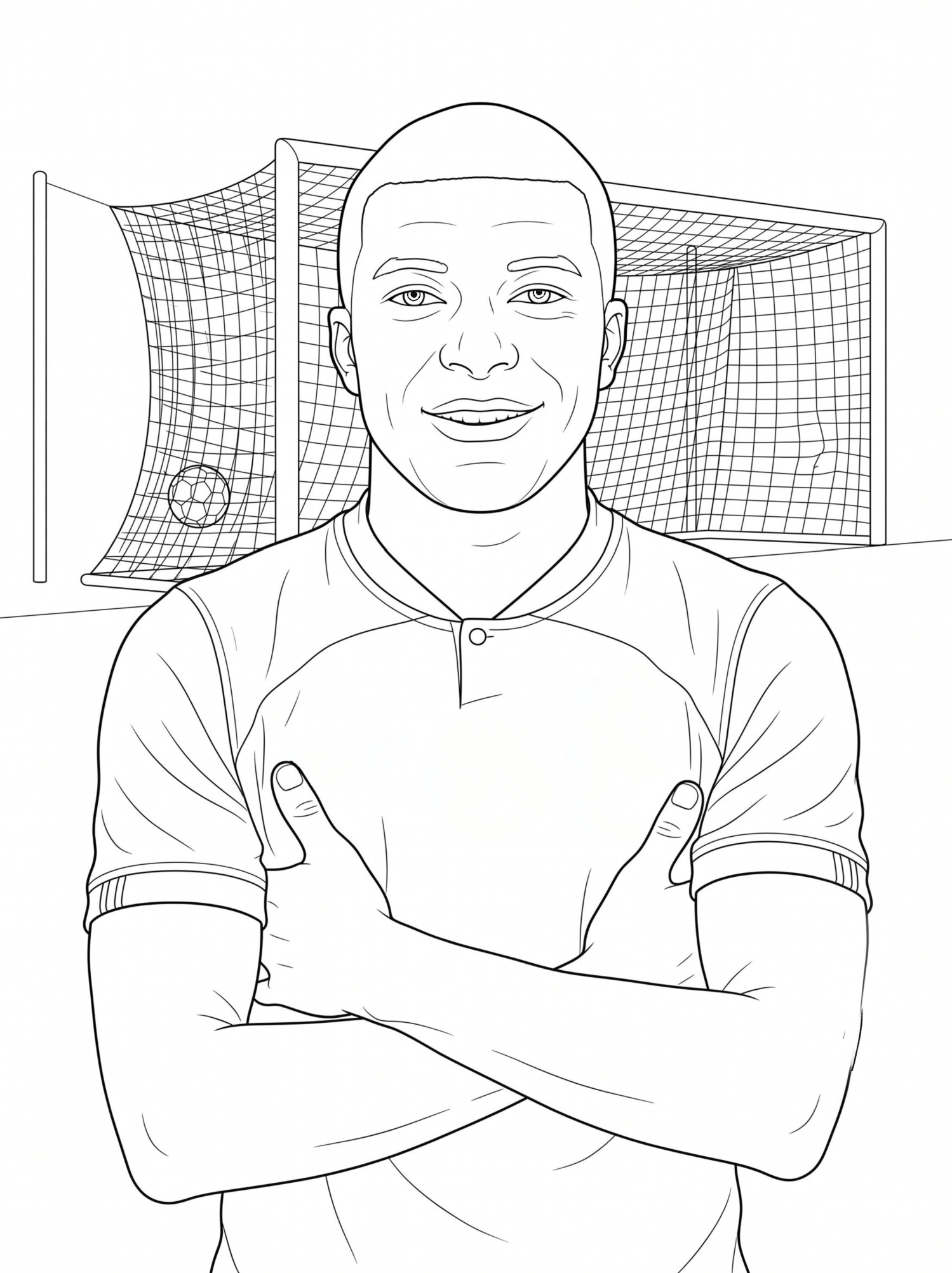 French Soccer Player Inspired by Kylian Mbappé 🏆⚽🇫🇷 Coloring Page