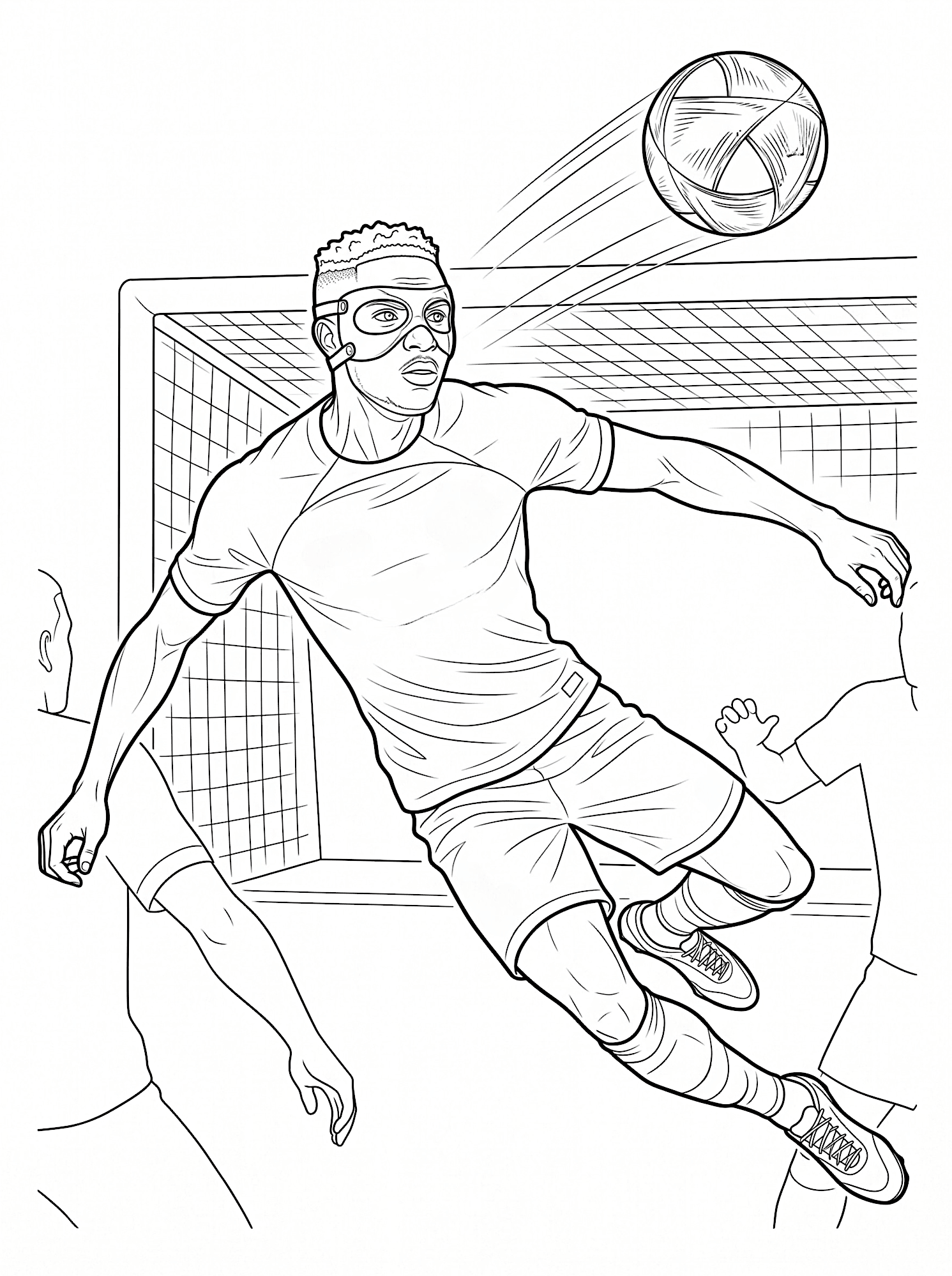 French Soccer Player Inspired by Mbappé Shooting a Goal 🇫🇷⚽🏆 Coloring Page
