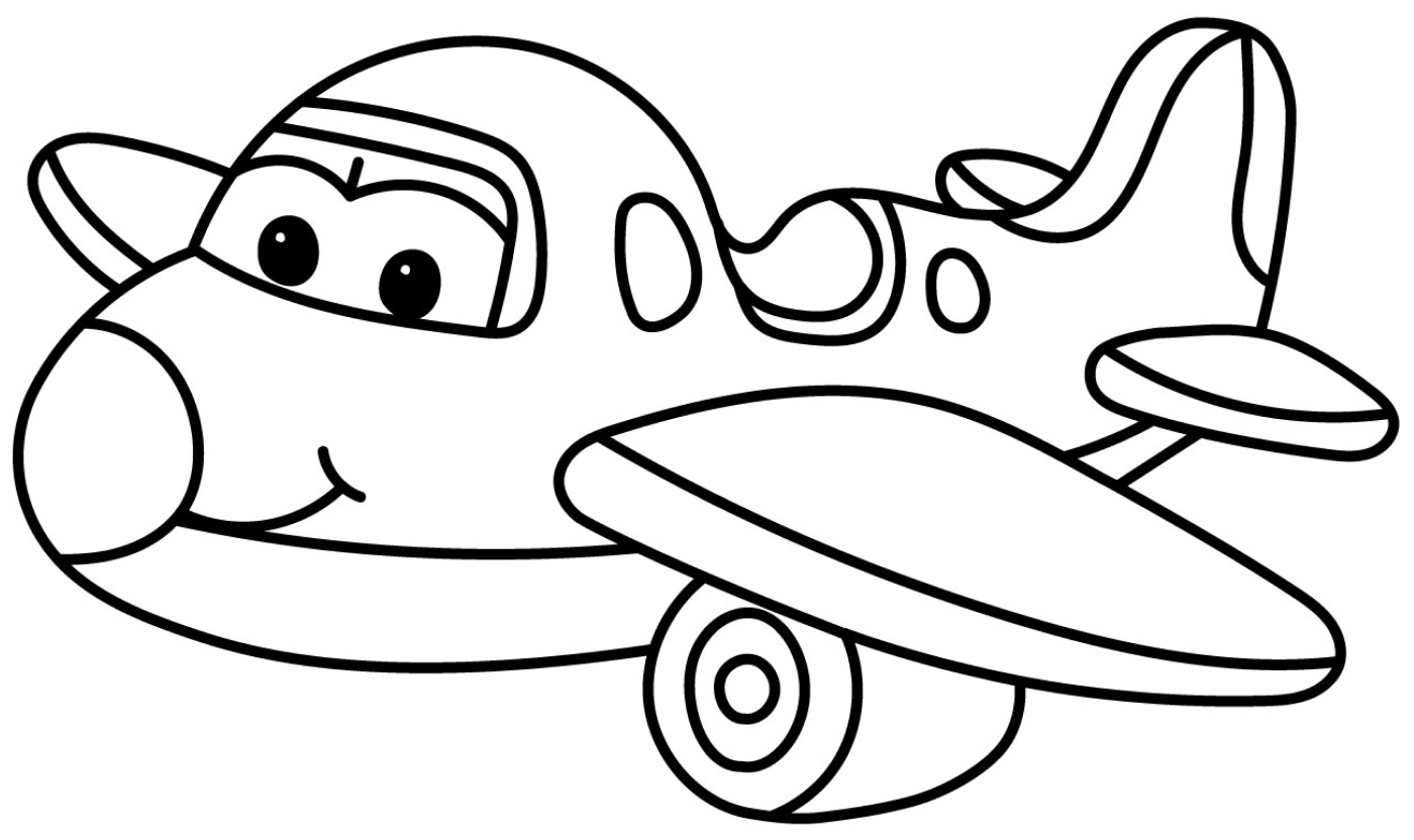 Friendly Airplane with a Cheerful Face 🛩️🌍✈️ Coloring Page