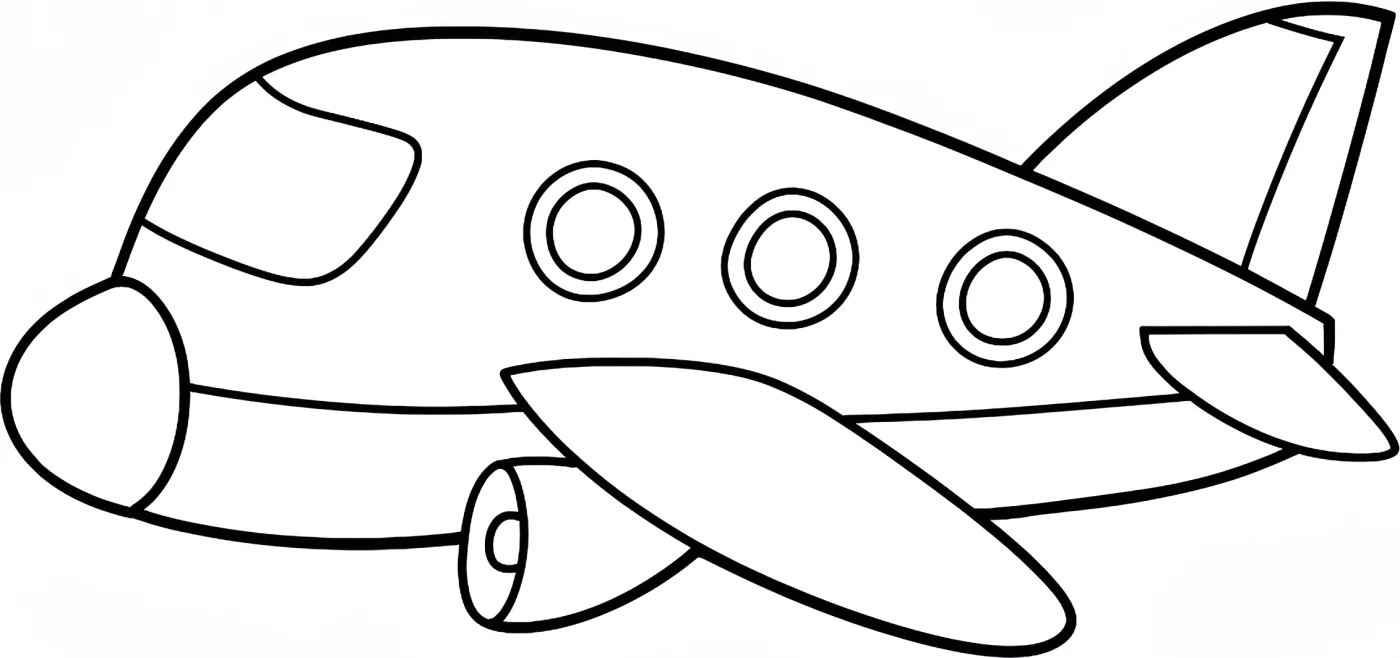 Friendly Airplane with Wings and Engine ✈️🌍🛩️ Coloring Page