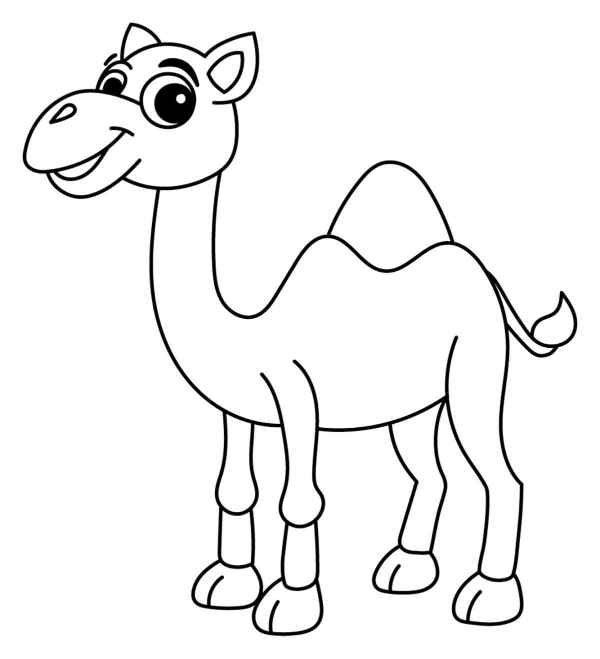 Friendly Camel with a Hump and a Smile 🐫🌞😊 Coloring Page
