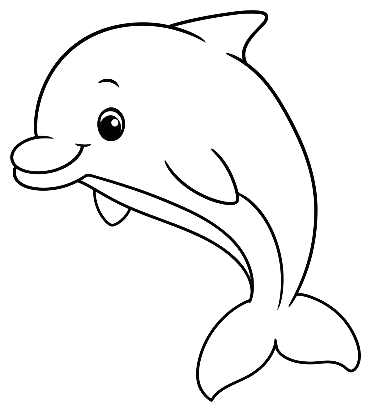 Friendly Dolphin with a Playful Smile and Smooth Fin 🐬🌊😊 Coloring Page