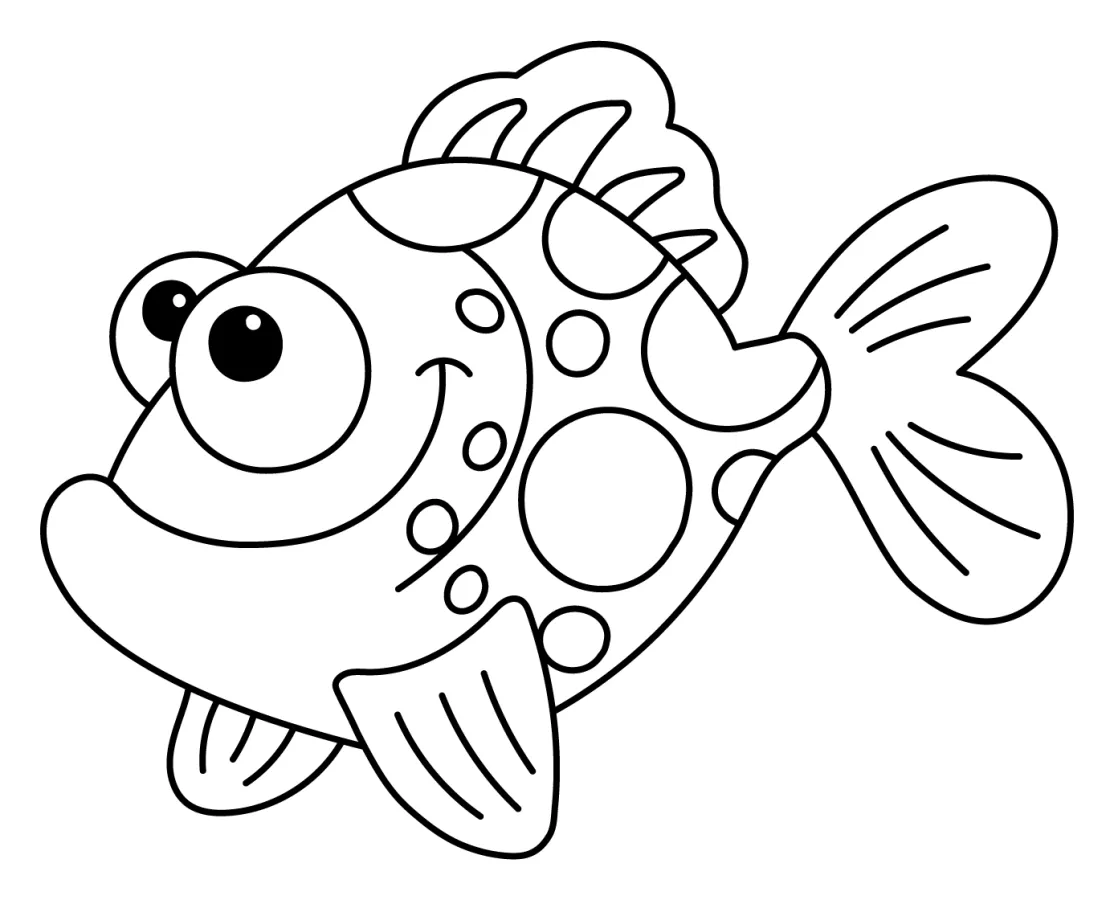 Friendly Fish with Spotted Pattern and Smiling Face 🐟🌊😊 Coloring Page