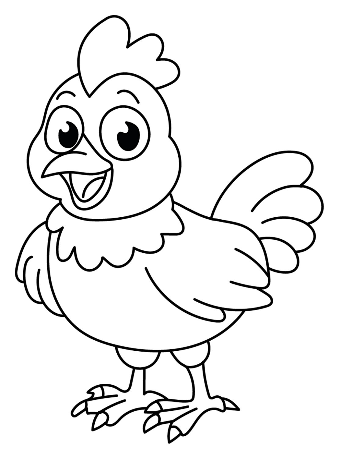Friendly Hen with a Playful Attitude 🐔🐣😊 Coloring Page