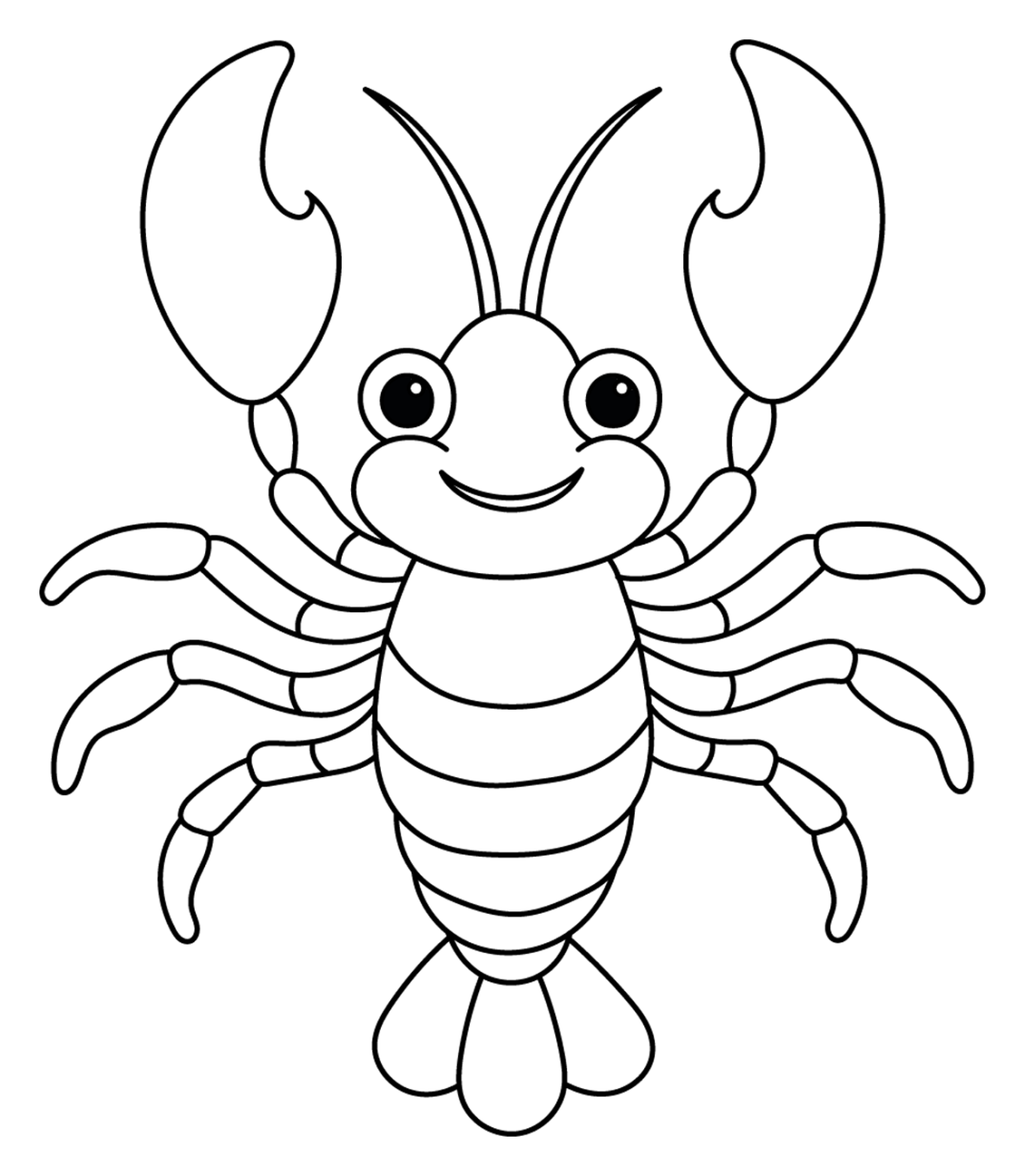 Friendly Lobster with Claws and a Smile 🦞😊🌊 Coloring Page