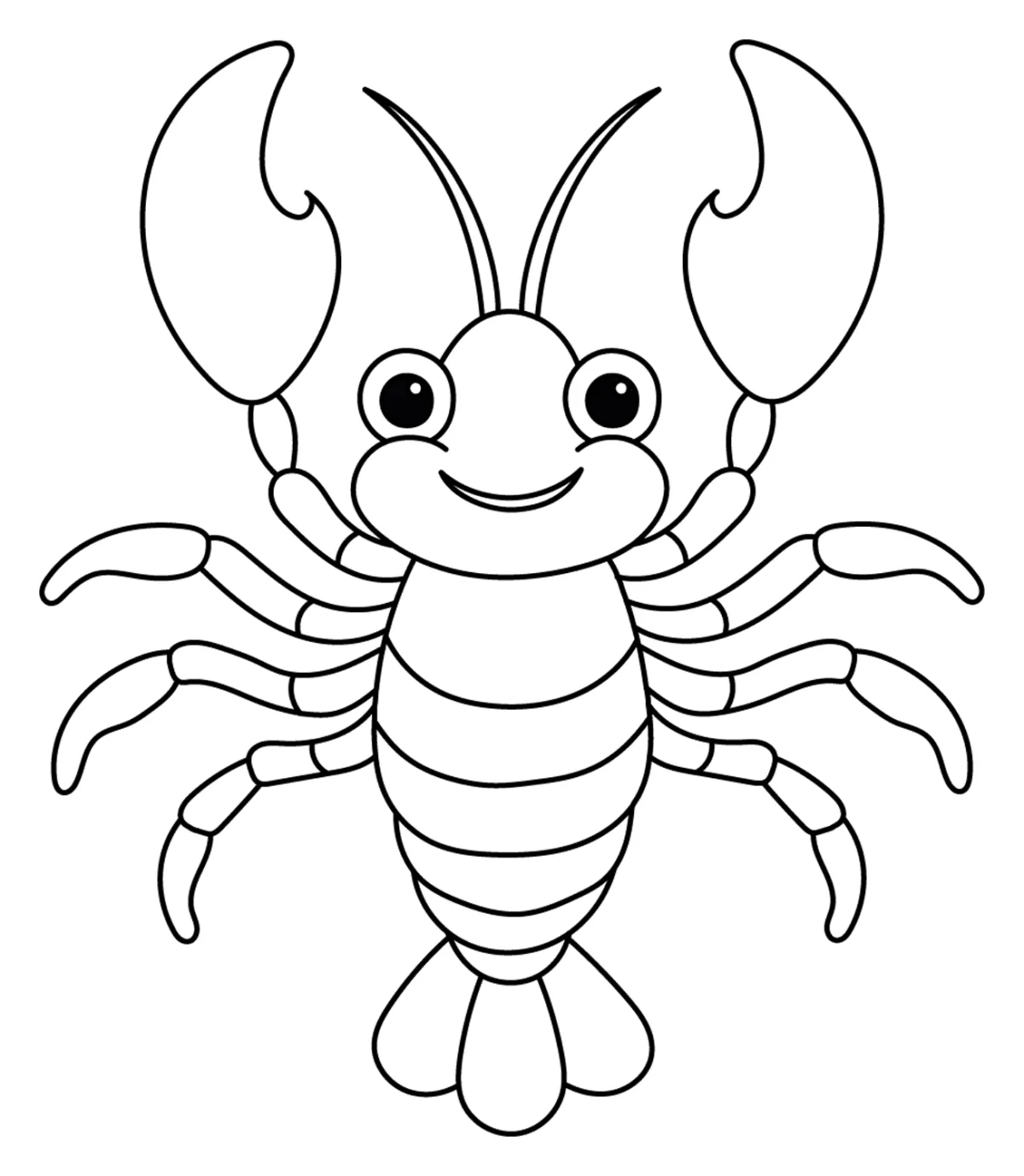 Friendly Lobster with Claws and a Smile 🦞😊🌊 Coloring Page