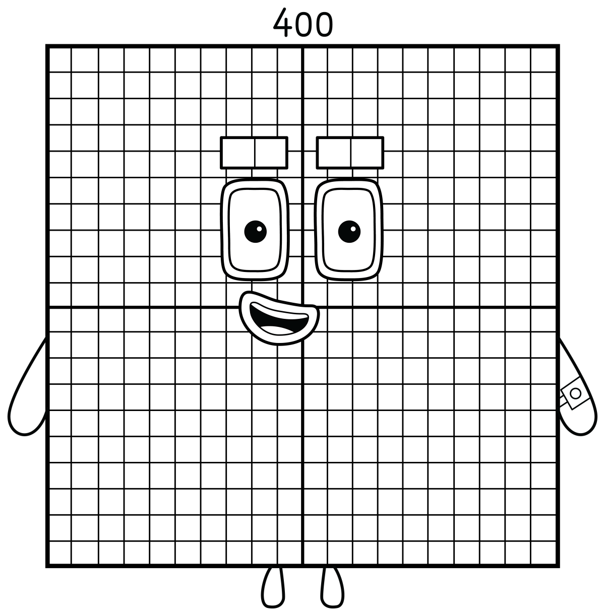Friendly Numberblock 400 with Yellow Wrist Gadget 🧠🔢💚 Coloring Page
