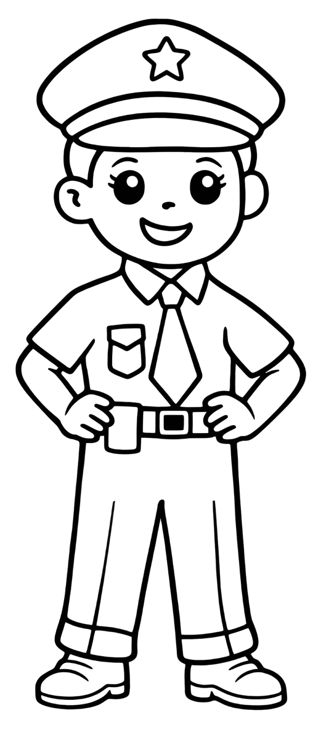Friendly Police Officer with a Big Smile 👮‍♂️😊 Coloring Page